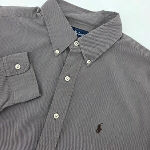 Ralph Lauren‎ Blake Mens L Brown Two Ply Cotton Button Down Long Sleeve Shirt